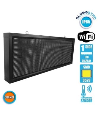 GLOBOSTAR® DISPLAY 90274 Κυλιόμενη Ψηφιακή Επιγραφή P10 Μονής Όψης LED AC 220-240V Αδιάβροχο IP54 Πορτοκαλί - WiFi Control μέσω FK APP - Αισθητήρας Θερμοκρασίας & Υγρασίας - Μ104 x Π9 x Υ40cm - 2 Χρόνια Εγγύηση